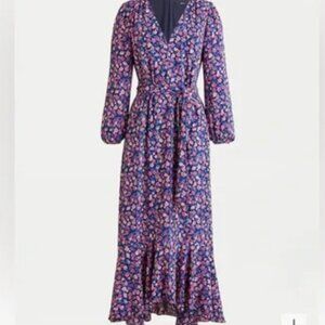 J Crew floral midi tie-waist dres